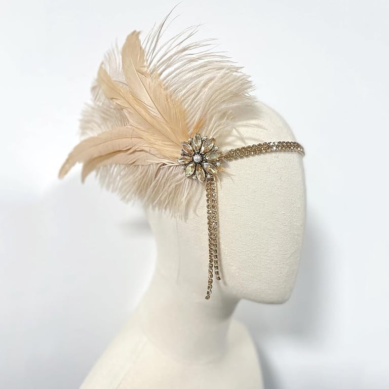Champagne Gold Rhinestone Pearl Headband Women Vintage Fancy Jewelry Amazon.com : SWEETV 1920s Headpiece Flapper Headband  main image 2