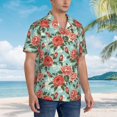thumbnail image 2 of Lsque Rose Flowers pattern Hawaiian Shirt for Men, Unisex Summer Beach Casual Short Sleeve Button Down Shirts-Small, 2 of 9