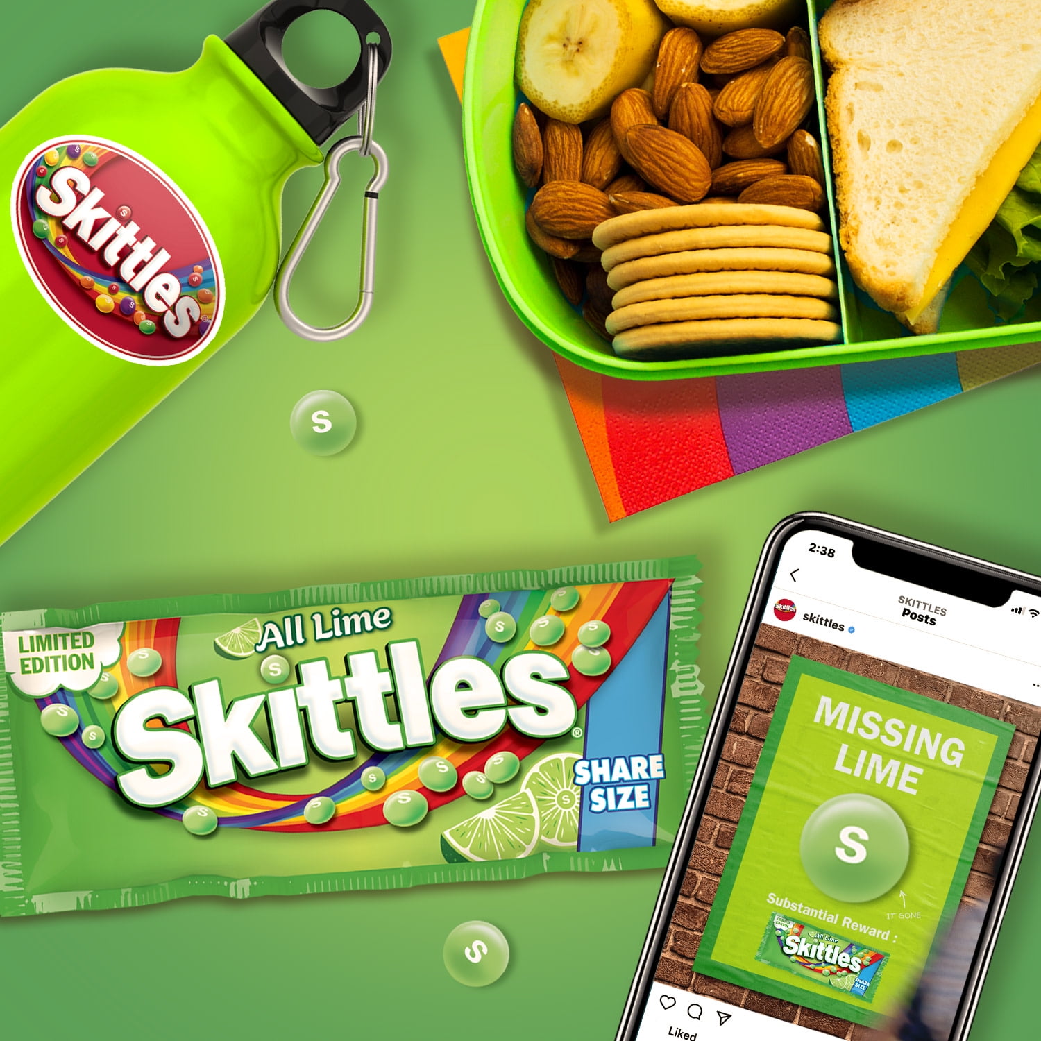 Skittles All Lime Limited Edition Chewy Candy Share Size - 4 oz