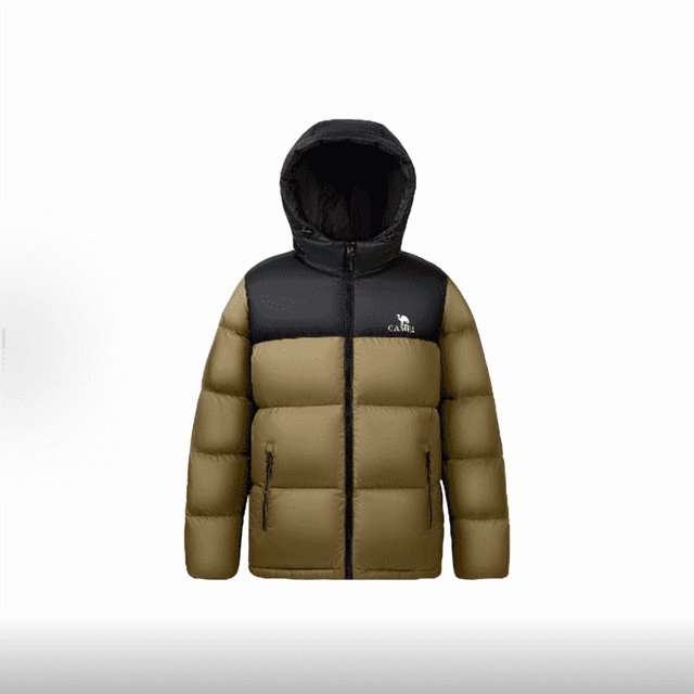 Chaqueta de plumón CAMEL 600+ Fill Power con capucha unisex, talla L