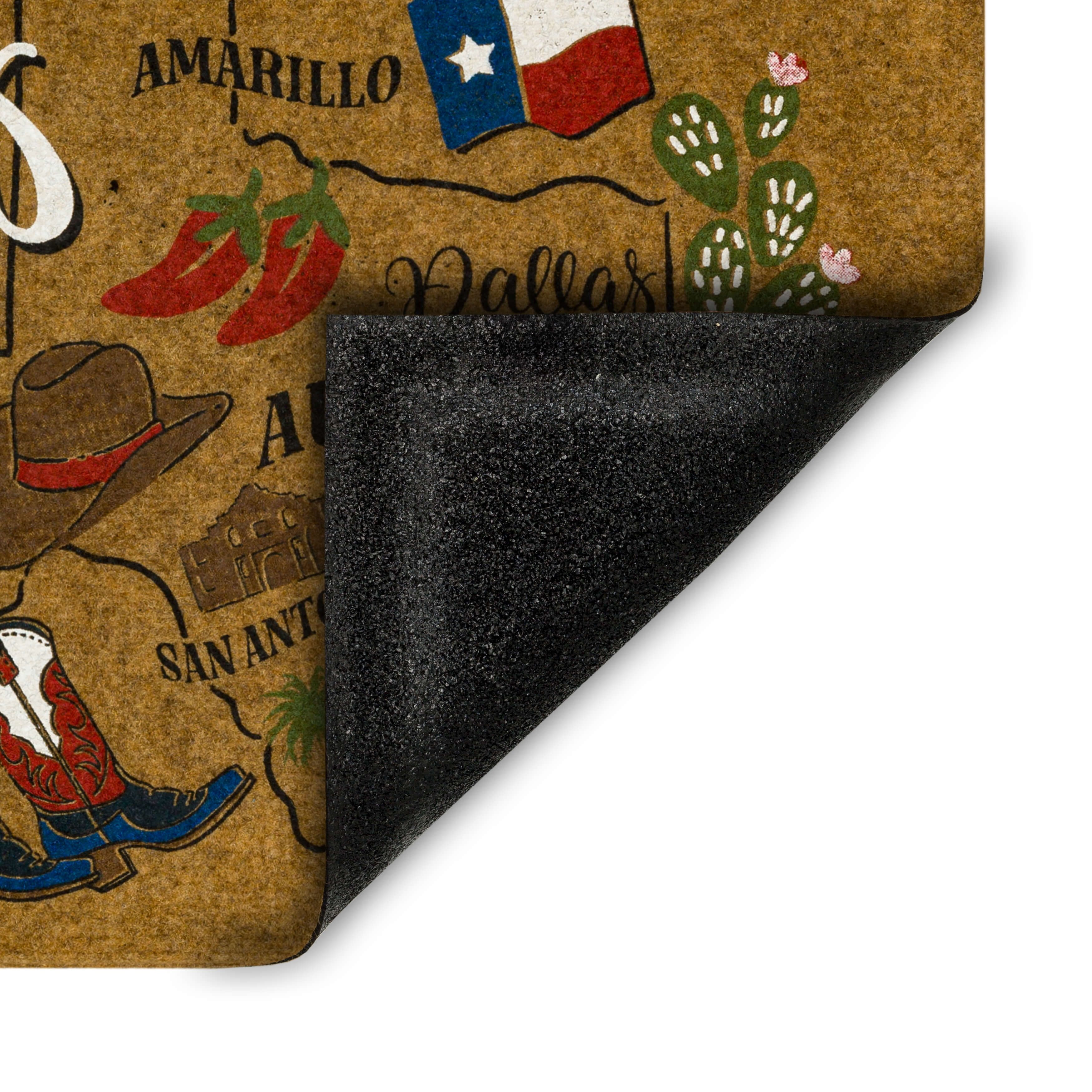 Mohawk Home Texas Indoor/Outdoor All Weather Polyester Rubber Backed Rectangle Doormat, Tan, 18" x 30"