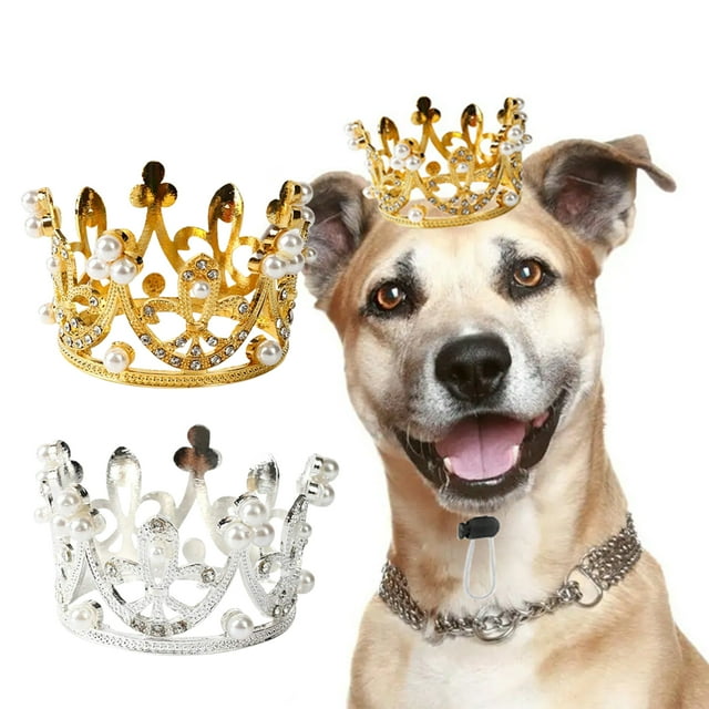 AURORA TRADE Dog Tiara Crown Pet Headgear Clear Crystal Rhinestone Hair