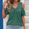 thumbnail image 4 of Guluxicc Summer Cold Shoulder Tops for Women V Neck Short Sleeve Shirts Ladies Cute Casual Blouse Going Out Outfits, 4 of 8