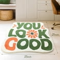 thumbnail image 2 of SHIYUE You Look Good Bath Mat Cute Funny Flower Bathroom Rug, Soft Absorbent Water Non Slip, Superior Washable Microfiber Cool Shower Preppy Decor Rug (Green Orange 21"x25"), 2 of 8