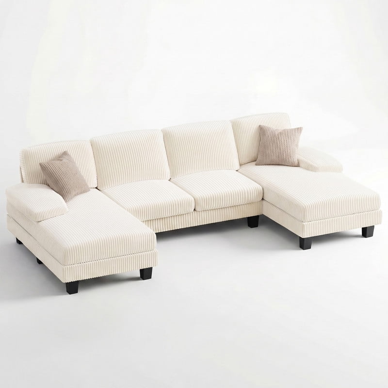 Vineego 105" Cloud U-shape Sectional Sofa Modern Modular Oversized Couches for Living Room,No Assembly Required,Corduroy Beige