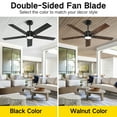 thumbnail image 4 of OUTON 52" Ceiling Fan with Lights and Remote Control, Indoor Outdoor Ceiling Fans for Bedroom, Living Room,Modern Fanlight with 5 Dual Blades,3 Color Temperature Reverse Airflow, Black and Walnut, 4 of 10