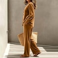 thumbnail image 5 of LYEAA Womens Velour Tracksuit Sets Two Piece Sets Long Sleeve V Neck Tops Wide Leg Pant Casual Workout Outfits, 5 of 7