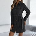 thumbnail image 7 of 2025 Corduroy Mini Dresses for Women Fashion Fall Long Sleeve Button Down Office Work Tunic Dress with Pocket, 7 of 7