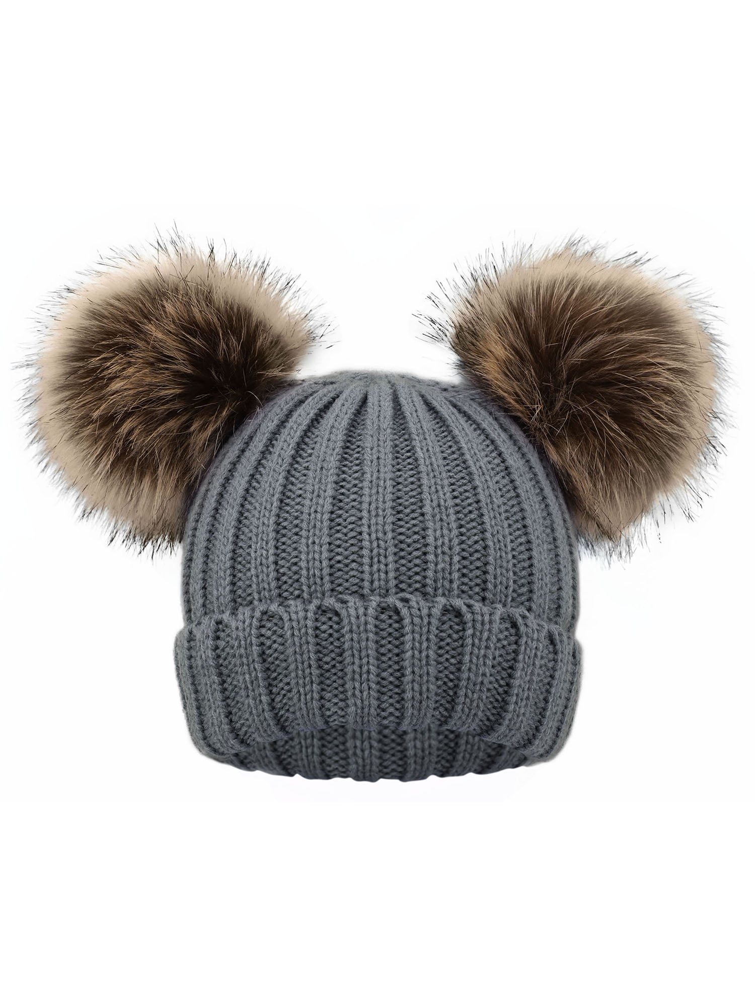 Kids Knit Boys Fleece Hat Toddler Beanie Winter Hat Snow Cap, Grey ...