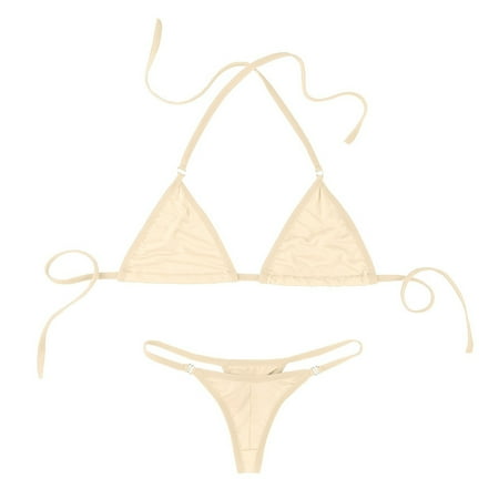 vastwit Women s Extreme Micro Bikinis Set Mini Triangle Trop G String Thong Bathing Suits Nude One Size