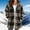 Coffee, variant on Women's Lightweight Fleece Jacket with Hood and Plaid Design for Winter Warmth and Mid-Length Comfort