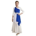 thumbnail image 3 of YEAHDOR Kids Girls One Shoulder Liturgical Worship Costume Dancewear Sleeveless Praise Lyrical Dance Dress A Blue 14, 3 of 6