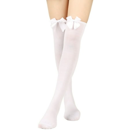

Veki Womens Long Socks Bowknot Pure Color Socks Thigh High Socks Over The Knee Socks Festival Christmas Long Warm Boot Socks