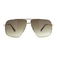thumbnail image 2 of Mens Rectangular Metal Rim Officer Gentlemanly Racer Sunglasses Gold - Gradient Brown, 2 of 4