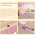 thumbnail image 4 of Mirightone Twin Daybed with Storage Drawers & USB Ports, Upholstered Daybed Corner Bed Frame with LED Light for Bedroom, Guest Room, Pink, 4 of 6