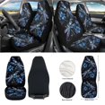 thumbnail image 2 of Renewold Blue Dragonfly Flower 12 PCS Auto Accessories Front Car Seat Covers with Steering Wheel Seat Belt Cover Armrest Pad Trash Bin Sunglass Pocket Rear View Mirror Cover Coaster Keychain, 2 of 7