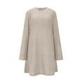 thumbnail image 4 of yillto Long Sleeve Dress for Women Crew Neck Ribbed Knit Tunic Dresses Knee Length Sweaters with Pockets, 4 of 7