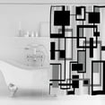 thumbnail image 2 of Geometric Black Shower Curtain, 72" x 72", White and Gray Line Waterproof Bathroom Curtain Washable Shower Curtain Set with 12 Hooks, 2 of 6
