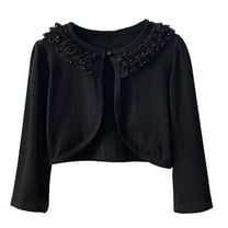 Fanxing Girls Long Sleeve Sparkle Cardigan Childrens Kids Bolero Shrug Cardigan Sweater Bolero Shrug Baby Little Kids Long Sleeve Dress Up Button Closure Tops Winter Clothes