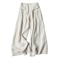 thumbnail image 2 of Yoolin Womens Causal Cotton Linen Pants Wide Leg High Waist Capri Trousers with Pocket for Summer Ladies Elastic Casual Pants, 2 of 5