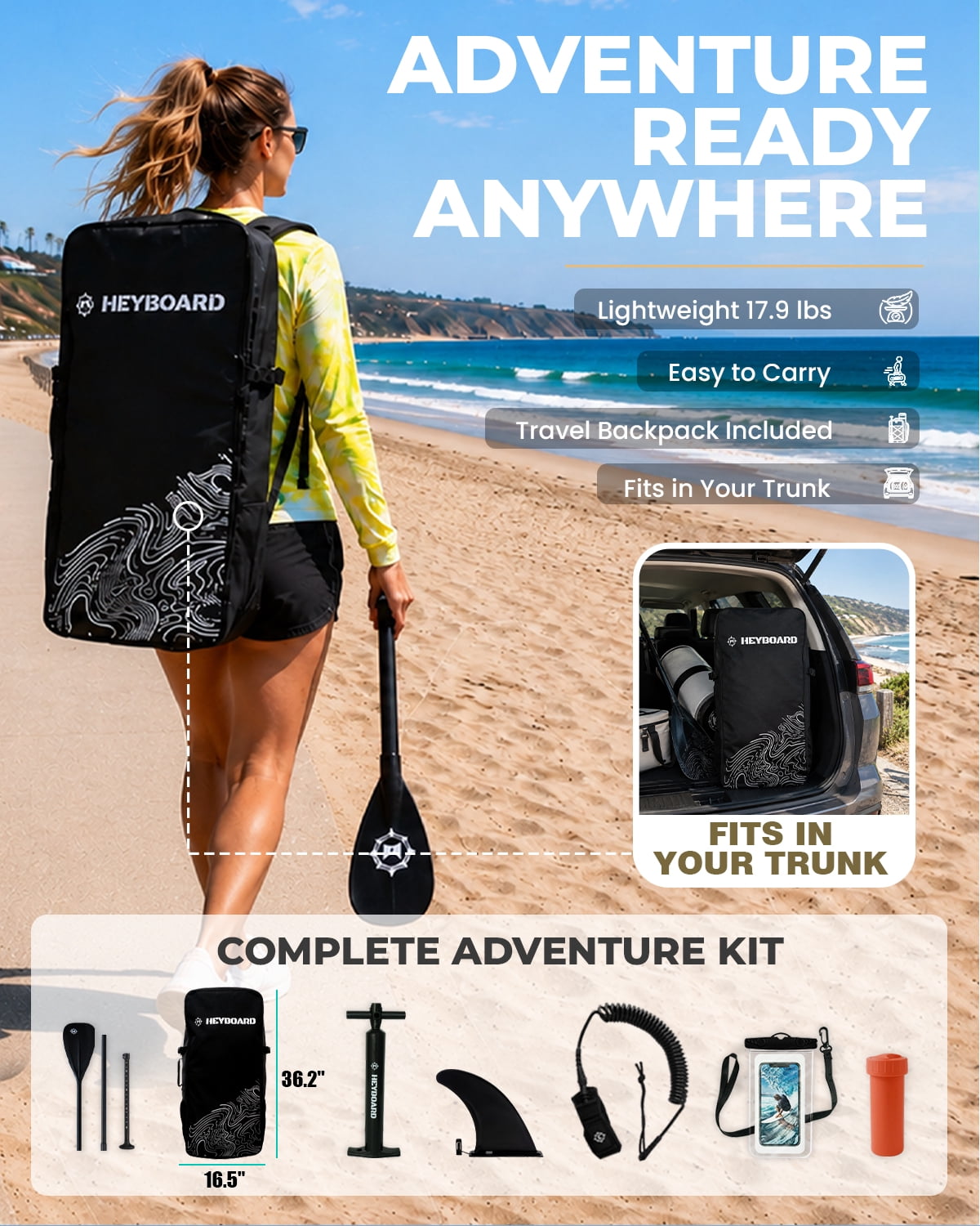 10'6" Inflatable Stand Up Paddle Board for Adults, Non-Slip EVA, Camera Mount, Camouflage
