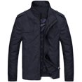 thumbnail image 3 of Gabardina de primavera para hombre, chaquetas impermeables de primavera y otoño para hombre, chaqueta informal ajustada con cuello alto, cortavientos, chaqueta de acampada, ropa, 3 of 5