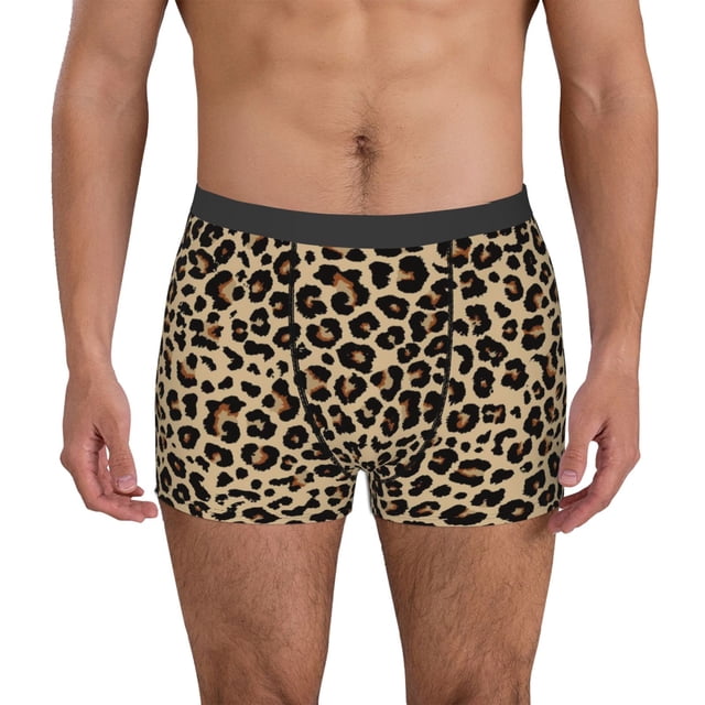 Balery Leopard Print-1 Calzoncillos bóxer para hombre, ropa interior de algodón suave y transpirable con cinturilla de nailon-Large