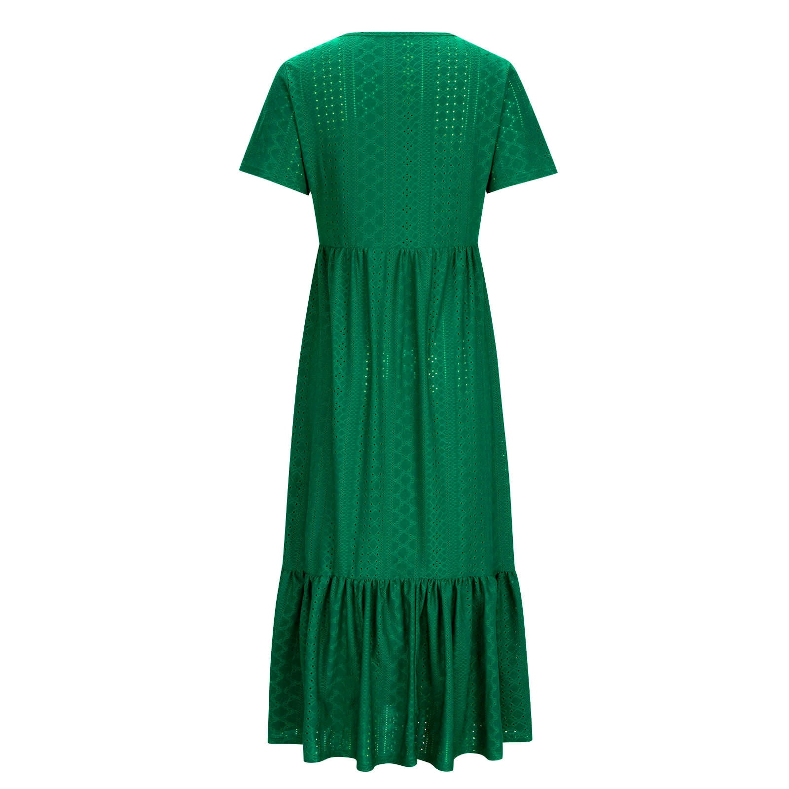 Sentmoon Women's Dresses Regular Fit Streetwear Summer 2026 Solid Color Plus Size Party Dress Short Sleeve Crew Neck Business Breathable Vacation Dresses for Women Army Green M