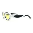 thumbnail image 3 of Womens Unique Retro Futurism Thick Plastic Cat Eye Concave Sunglasses White Black - Yellow, 3 of 4