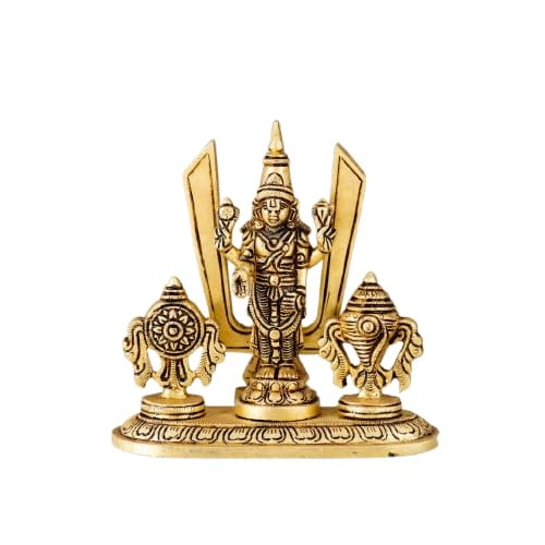 Swadeshi Desire™ Shankh Chakra with Naman Balaji Statue Idol Antique For Home,Office, Temple ,Religious Gift Idol
