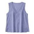 thumbnail image 4 of Hurxie Women's Loose Fit V Neck Lace Sleeveless Summer Tank Top Navy,M, 4 of 7