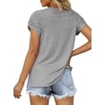 thumbnail image 4 of Arvbitana Women Pleated Short Sleeve Tops Summer V Neck T-Shirts Casual Loose Fit Blouses S-XXL, 4 of 5