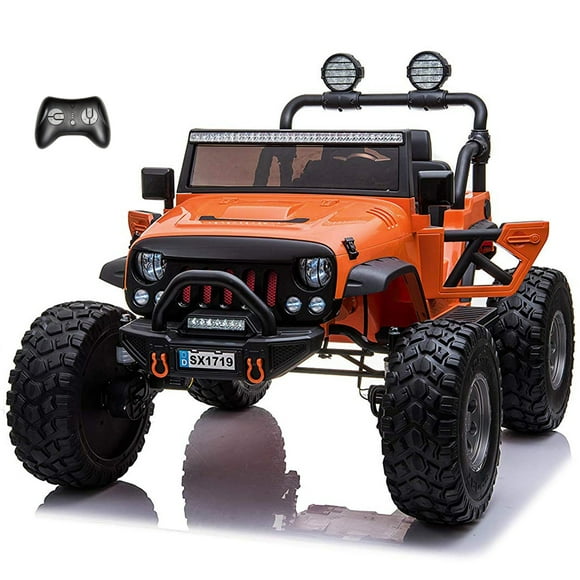 VOLTZ TOYS 2 Seater Ride on Car, 24V Lifted Monster Jeep Electric Car for Kids, Battery Powered Ride-on Truck with Leather Seat, Remote Control, EVA Tires LED Lights and MP3 Player