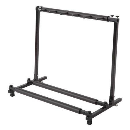 Universal Multi Display - Reactionnx Multi Guitar Stand 5 Holder Foldable Universal Display Rack - Portable Black Guitar Holder.Padding for Classical Acoustic, Electric, Bass Guitar and Guitar Bag/Case Black