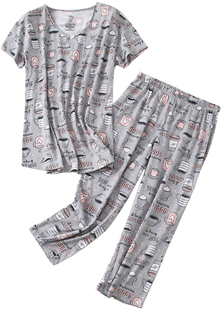 Pyjamas Mignons pour Femmes Ensemble de Nuit Décontracté 2 Pcs