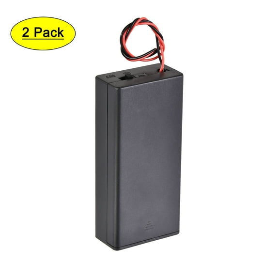 Battery Case Storage Box 2 Slots x 3.7V 2-Wire ON/OFF Switch with Cover for 2 x 18650 Battery 2Pcs