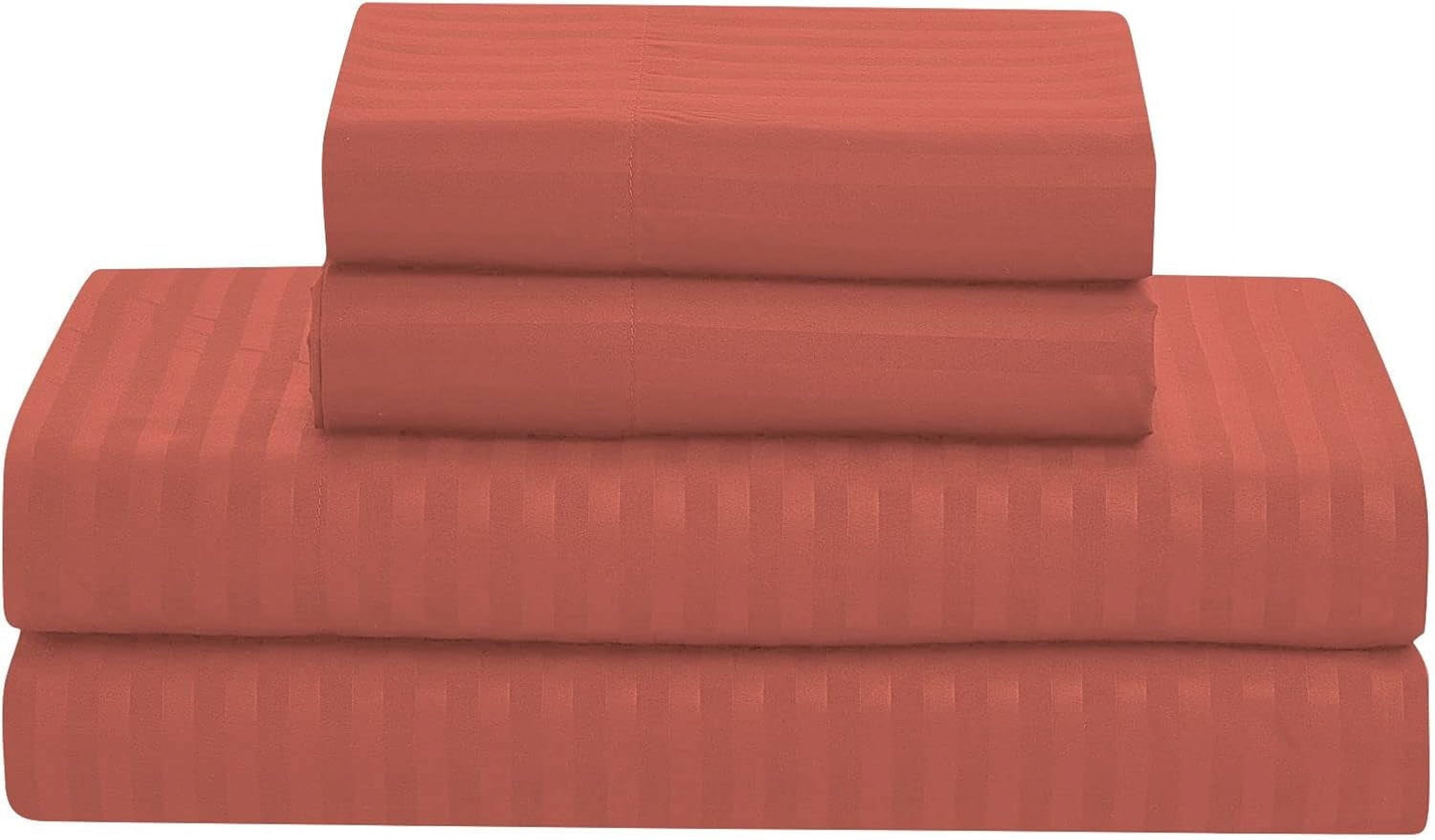 D.N.G. BEDDINGS King/Cal King Size 800 Thread Count, 100% Egyptian Cotton, Brick Red Premium Hotal Quality, 3 Piece Box Design Striped Comforter Set