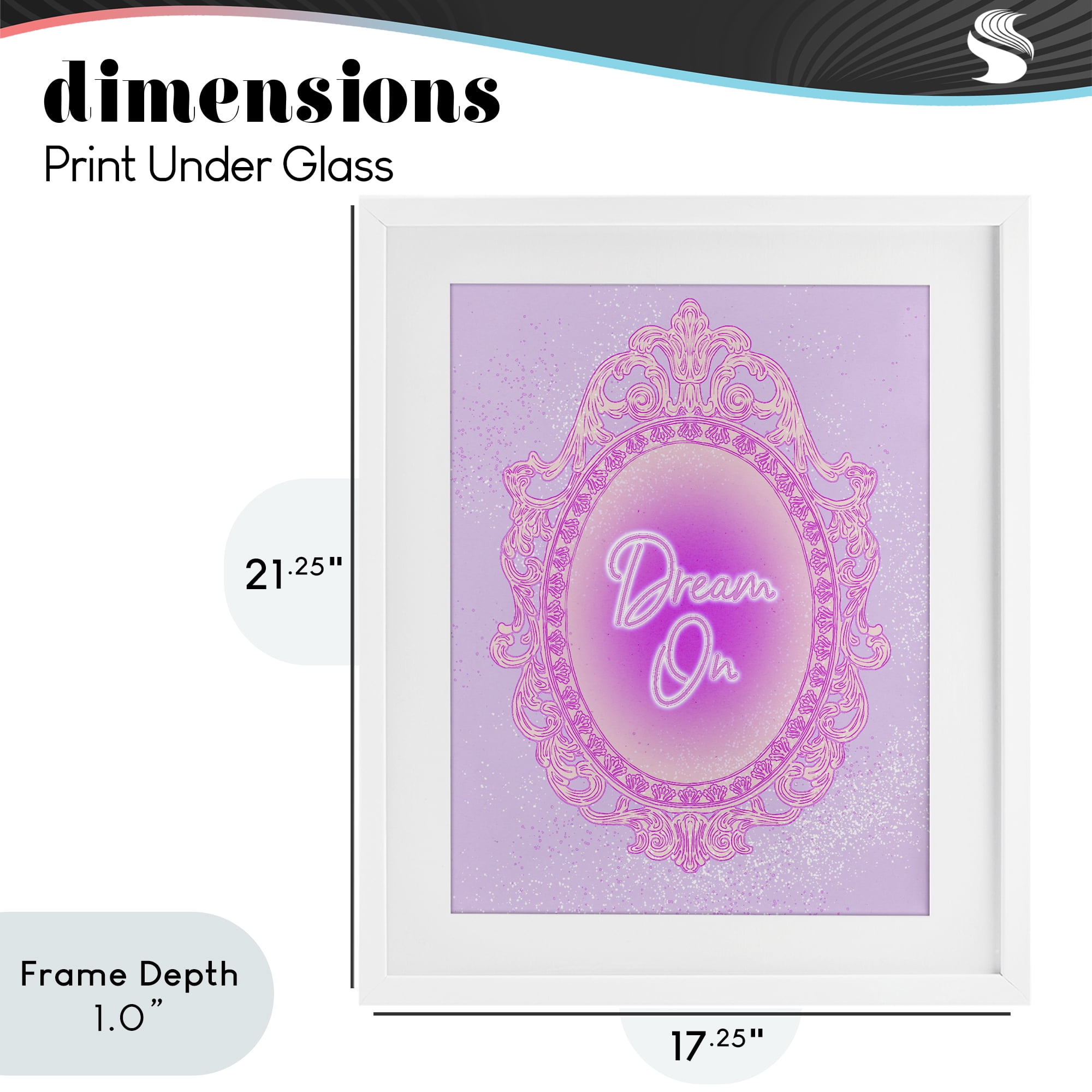 Stupell Industries Dream On Ornate Mirror White Framed Print Under Glass, design by Ziwei Li