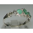 thumbnail image 3 of LBG British Made 10k White Gold Natural Emerald Womens Trilogy Ring - 33 size options - Sizes 4 to 12 Available, 3 of 6