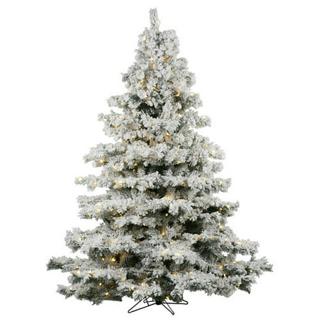 Vickerman Pre-Lit 6.5' Flocked Alaskan Artificial Christmas Tree, LED, Warm White Lights
