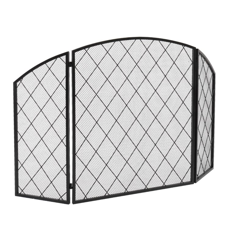 UBesGoo 3 Panel Wrought Iron Fireplace Screen Arc Top Metal