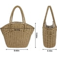 thumbnail image 5 of Kukuzhu Women Straw Beach Tote Bag Handmade Woven Shoulder Bag Top Handle handbag for Summer, 5 of 6