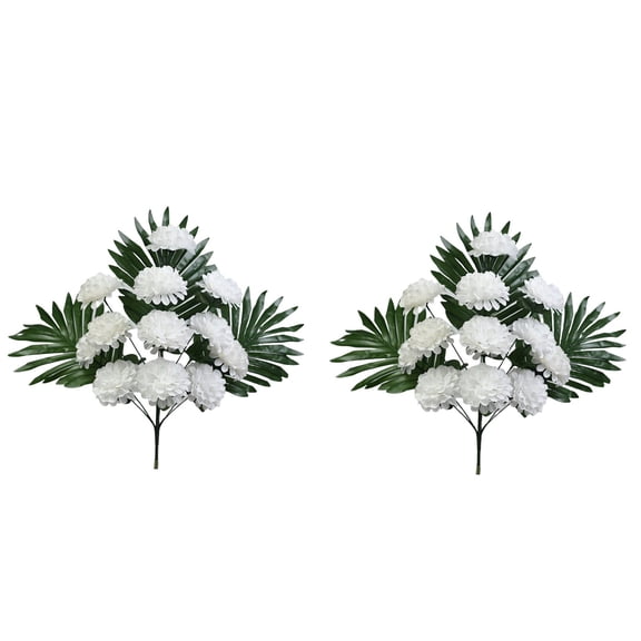 Getwin,2 Bunches Cemetery Flowers for Grave Vase,Artificial Daisy Flowers,Grave Flowers for Headstone Vase Memorial Day Table Centerpiece Garden Indoor Decor