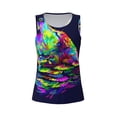 thumbnail image 4 of Xecao Howling Wolf print women's scoop neck, loose-fit workout tank tops for the gym., 4 of 9