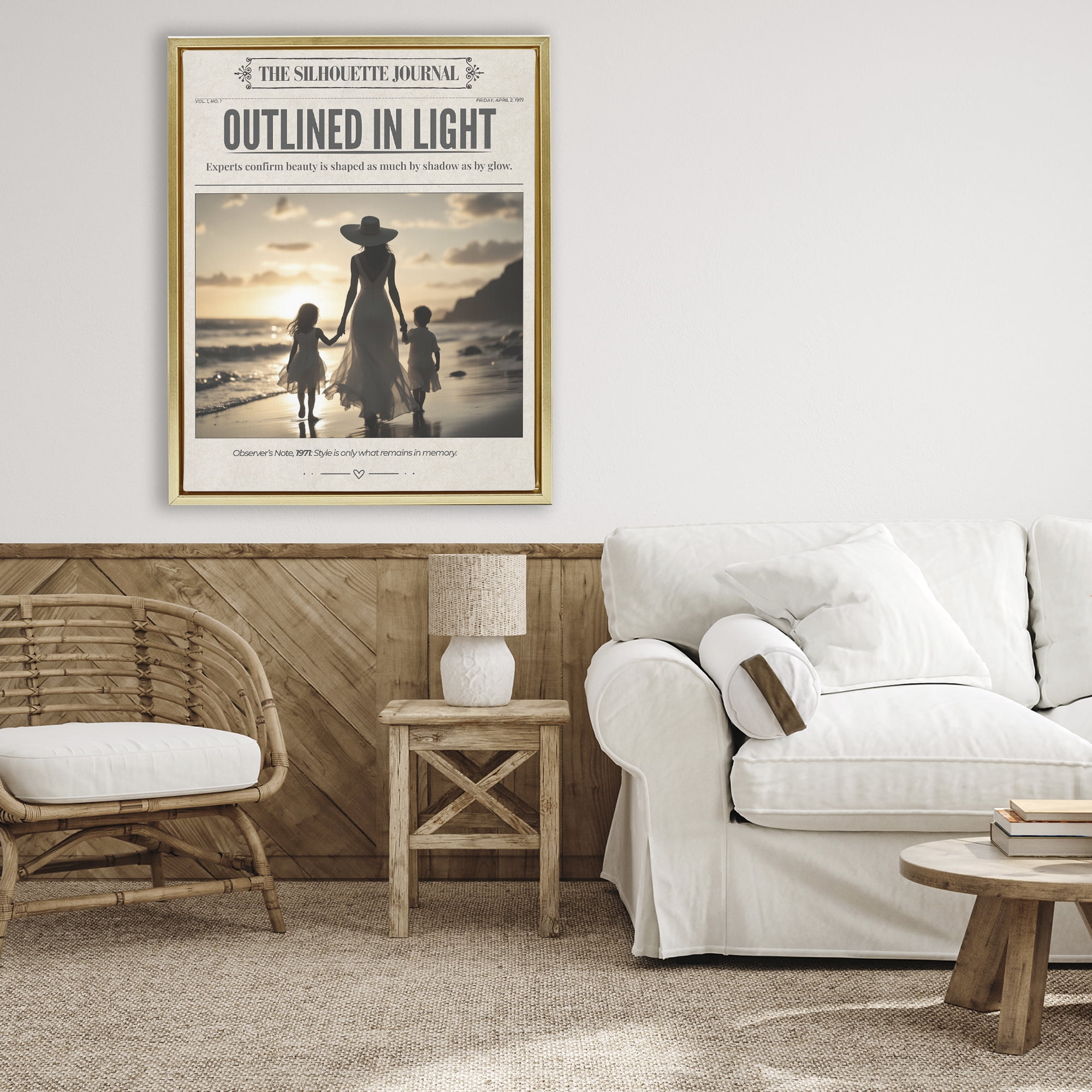 Stupell Industries Outlined In Light Newspaper Gold Framed Floater Canvas Wall Art, design by A Barefoot Stylist