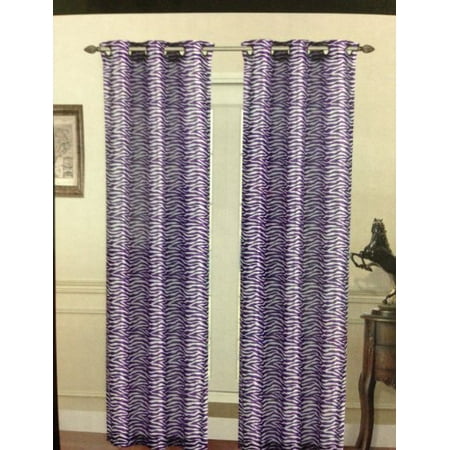 Zebra Giraffe Leopard Animal Print Faux Silk Curtain Grommets