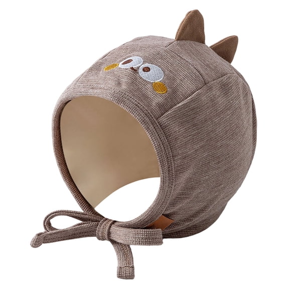 Quealent Newborn Baby Hospital Hat Soft Cotton Infant Pointed Hat with Adjustable Tie Cute Beanie Cap for Baby Boys Girls (Khaki, 0-24 Months)