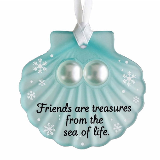 Adorno de La Amistad con Forma de Corazón de Vidrio Marino, Recuerdo de La Amistad, Adorno de Corazón de La Amistad para Árbol de Navidad.