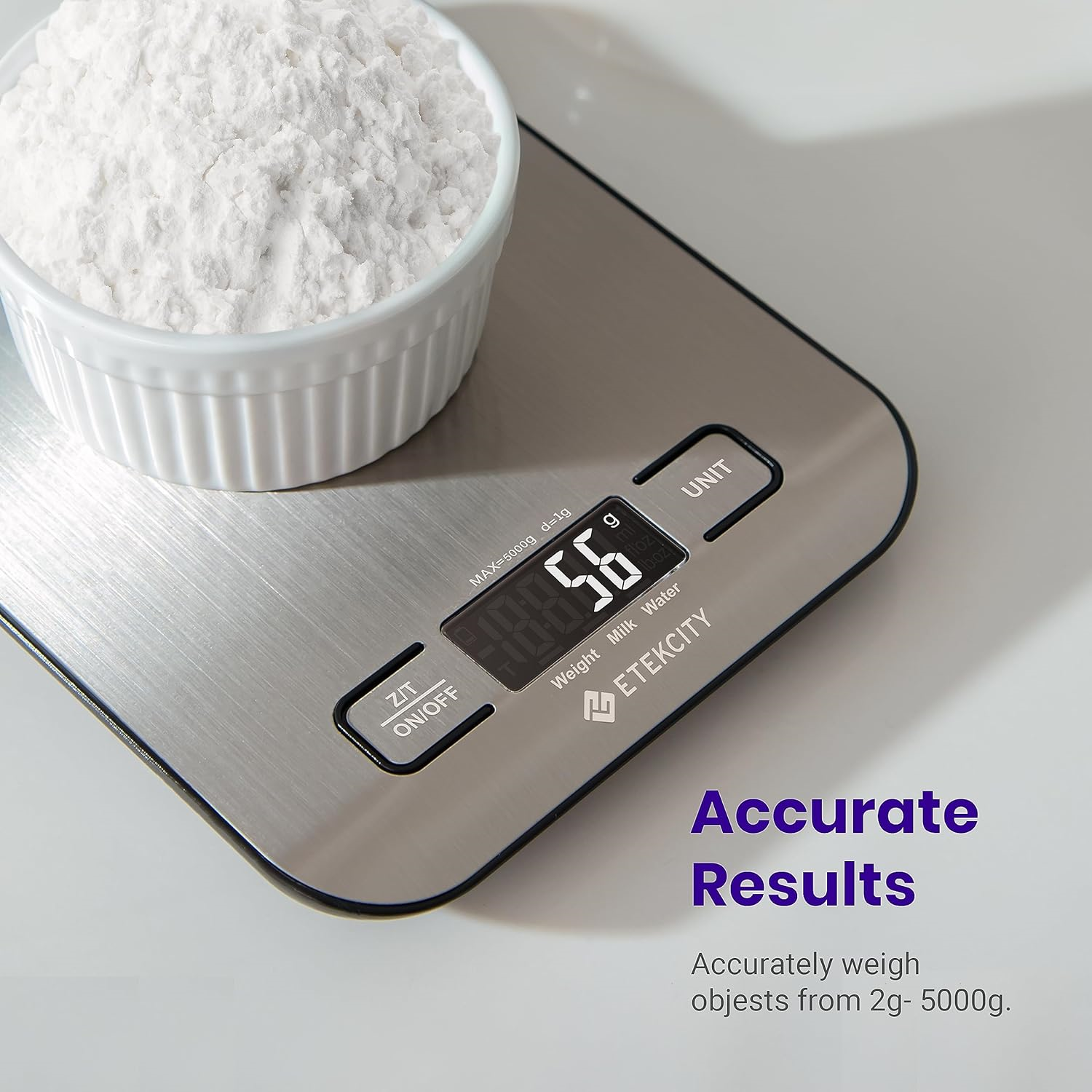Etekcity Digital Food Scale, 11lb, Stainless Steel, Silver photo 3