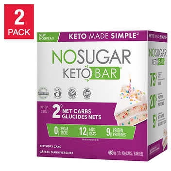 No Sugar Gâteau d'Anniversaire Keto Bar, Pack de 2